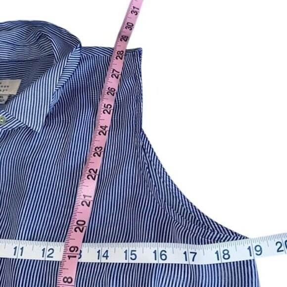 A New Day Blue & White Striped Sleeveless Button-Down Collared Blouse XL 100% Po - Picture 8 of 8